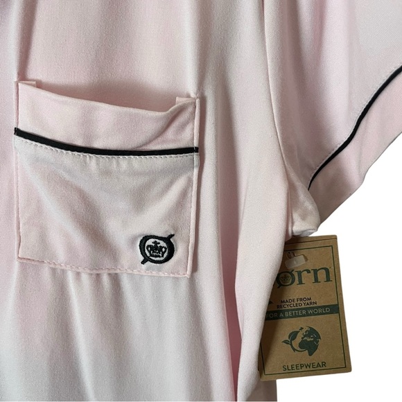 Born Pink Black Trim Size Large 2 Piece Pajama Short Sleeve Pants Set - Picture 7 of 9